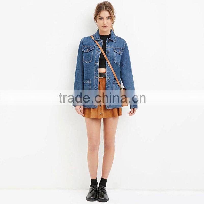 new hot sale plus size women plain denim jacket
