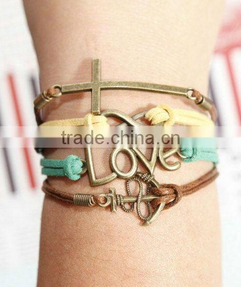 infinity bracelet, love bracelet, wish tree bracelet, leather charm bracelet, best promotional gift