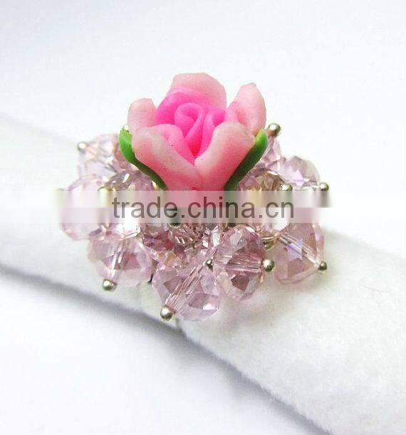 purple burst bead flower rings, fashion bead rings, elegant flower rings for woman