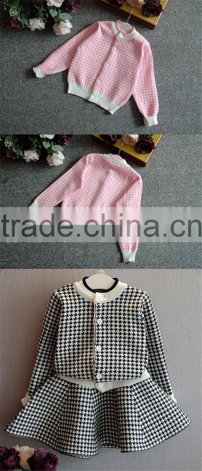 Latest sweater with skirt design 100% cotton suit for kids