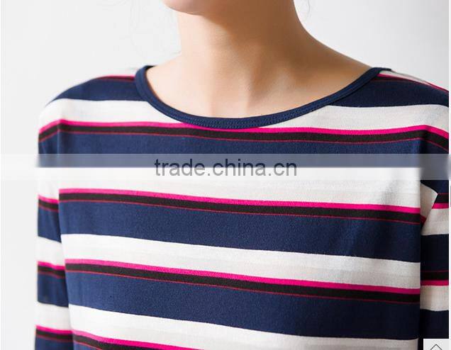 2016 new fashion all match loose half sleeve striped t-shirts for ladies