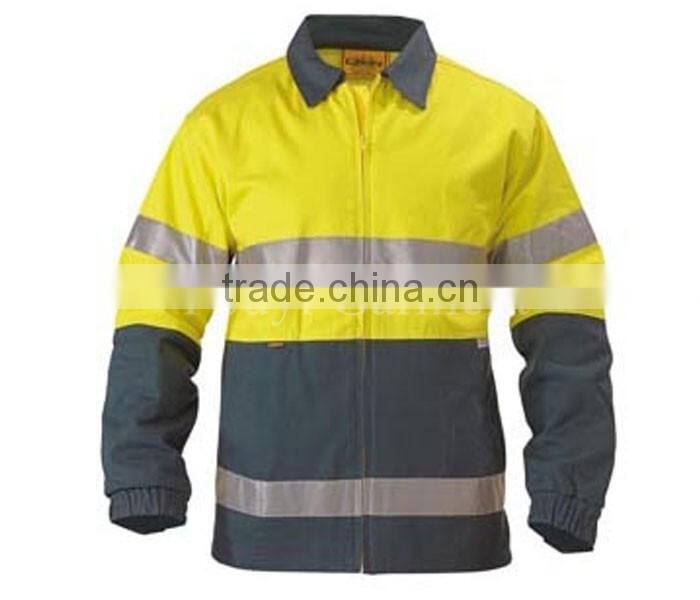 2 TONE HI VIS 3M REFLECTIVE TAPE DRILL WORKWEAR JACKET