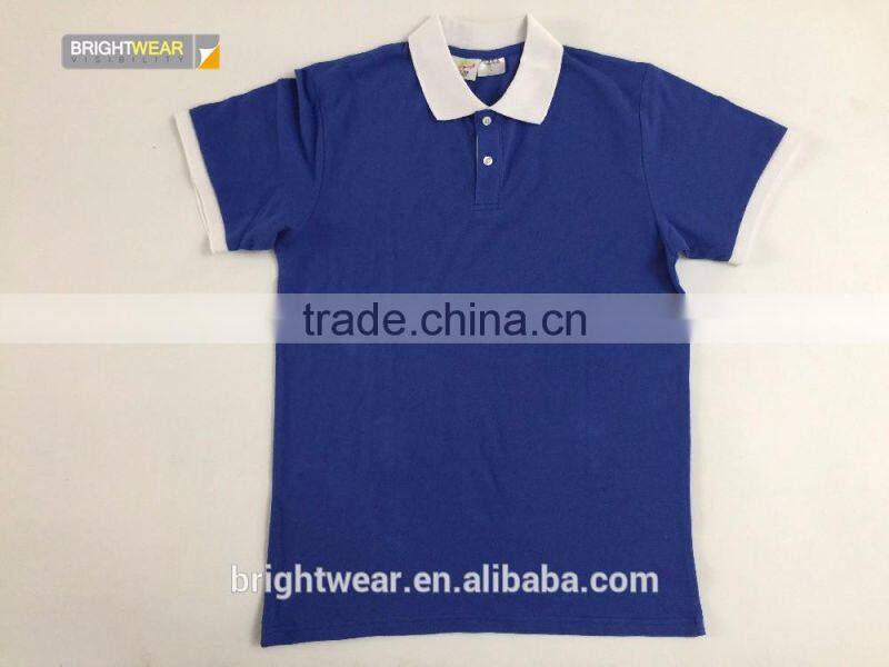 Men's contrast color school uniform polo shirt with short sleeve