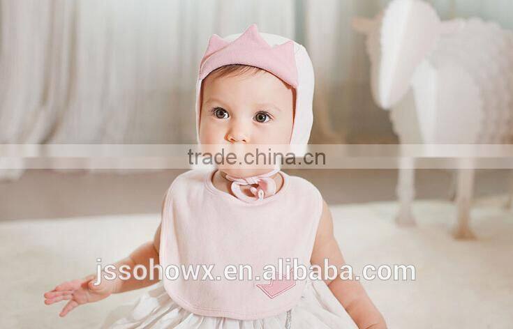 2pcs hat & bib scarf set, crown design, baby girl princess 2pcs cotton hat set