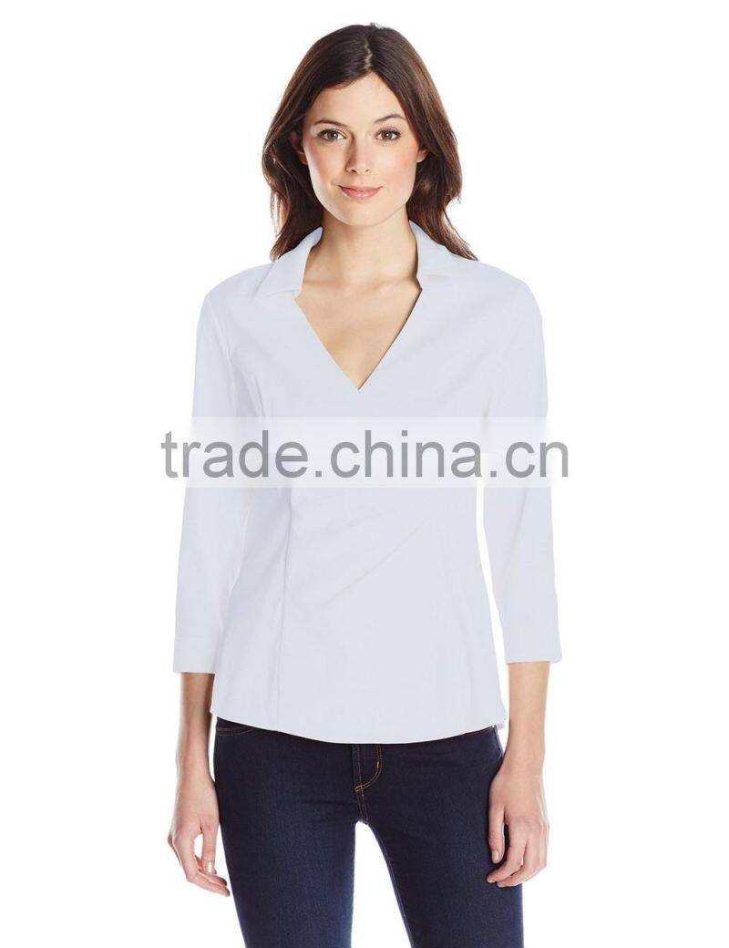 Women's 3/4 Sleeve Wrap Blouse Detachable Fit Solution