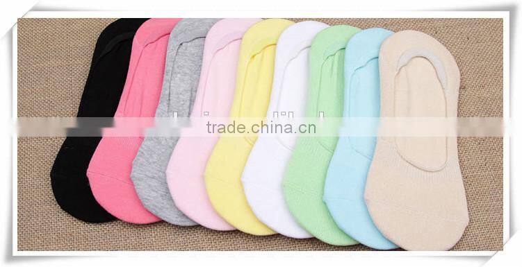 Fashion women summer candy color thin cotton ankle silicone non-slip sock