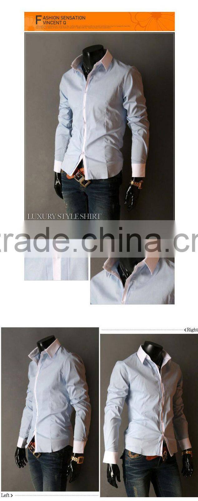 2015 Hot sale Africa market fashionable polyester and cotton men's slim fit shirt with special pattern