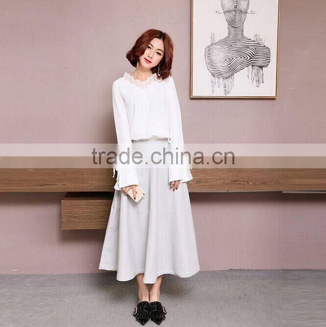 2017 New Arrivals white Speaker long sleeves design chiffon shirts for women