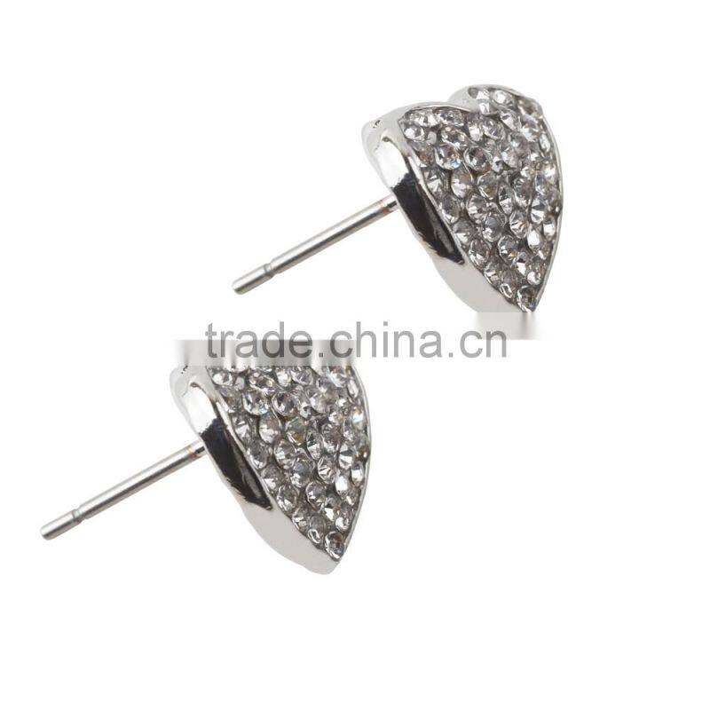 Customized Unisex Hot Sale Elegant Large Sliver Heart Diamond Hiphop Earrings Jewelry With Cheap Price Wholesale
