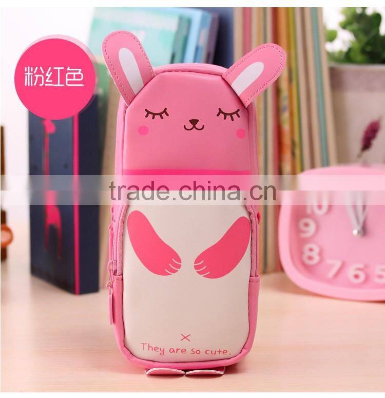 Wholesale office & school rabbit panda pencil case bag PVC PU fabric multifunction animal shape pencil bag