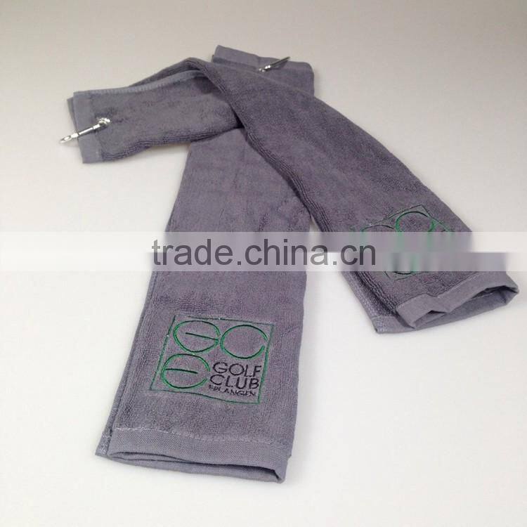 trifold golf towel custom golf towel with text embroidery and clip