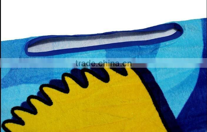 Kid's 100% cotton hooded towel printed design velour
