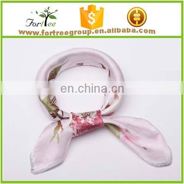 ladies' custom logo satin bandana women's stylish scarf for adults promotional customized imitated silk bandana