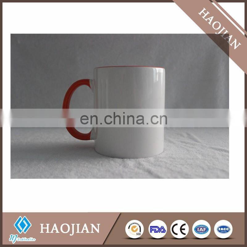 11oz sublimation inner+handle color cup ceramic coffee mugs