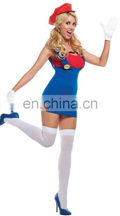 Whloesale Womens Super Mario Bros Luigi Ladies Fancy Dress cosplay Costume AGC084