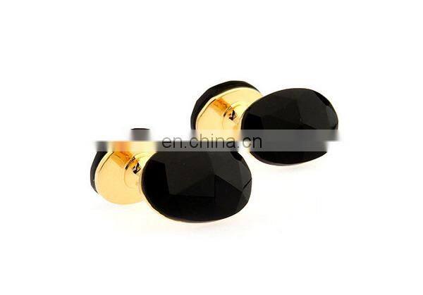 2014 wholesale gold plating jewelry fashion rose cufflinks black stone cufflinks high quality