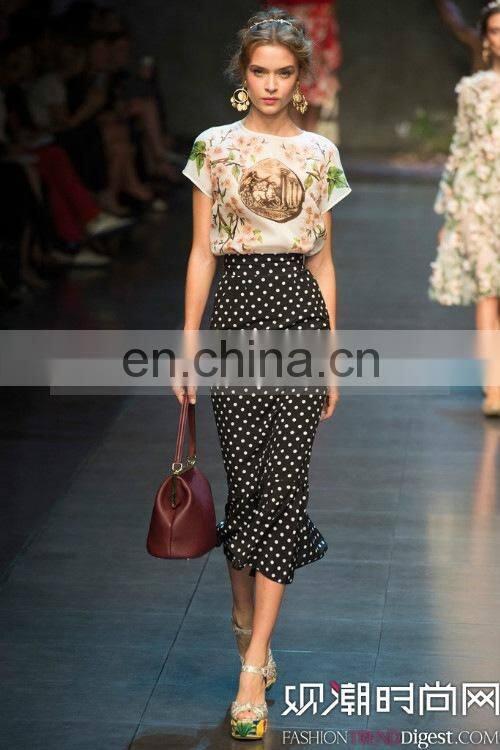 Black Charming Fishtail Cotton Splicing Fiber Printed New Look Slim Maxi Skirt