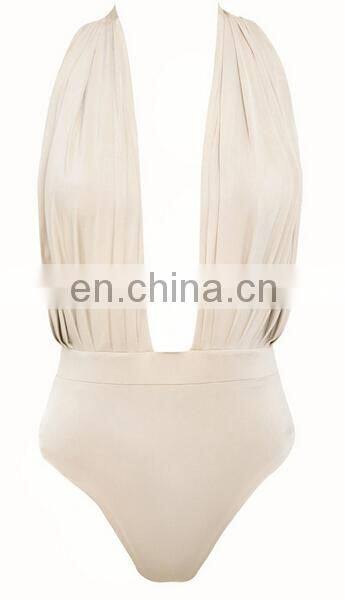 CHAMPAGNE SILKY JERSEY HALTER BODY TOP