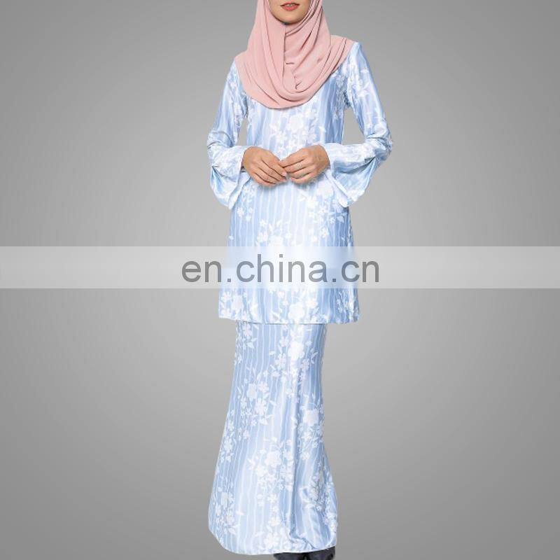Elegant Malaysia Women Wear Latest Fashion Abaya Designs Baju Kurung Attractive Printing Suit Online
