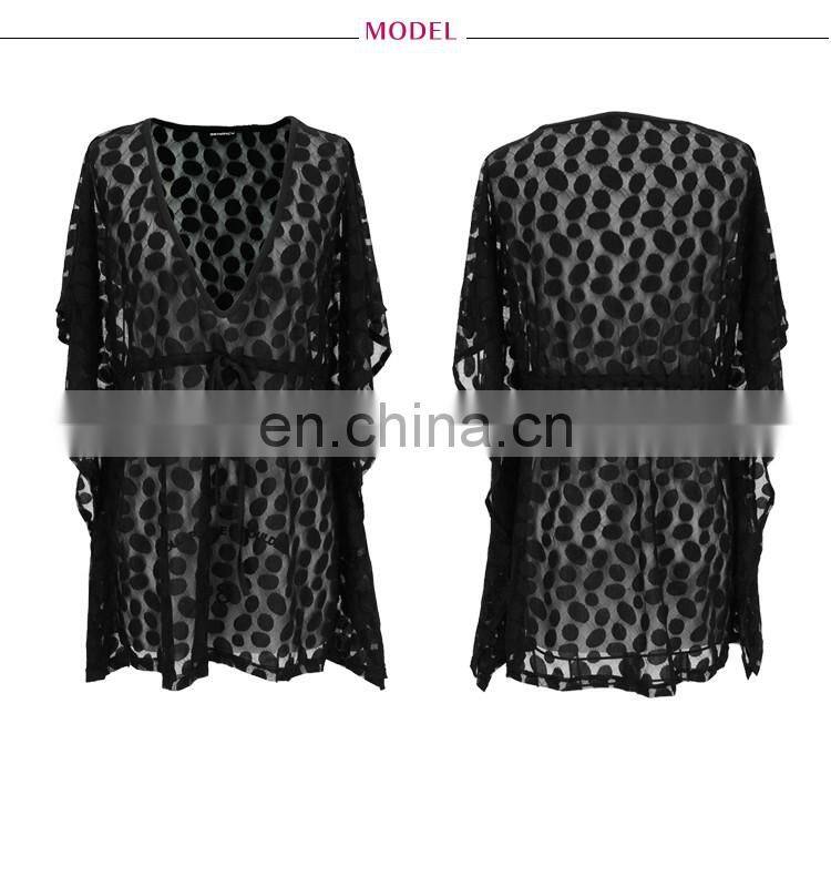 Sexy Lady Poco Dot Mesh Deep V-neck Poncho 2017