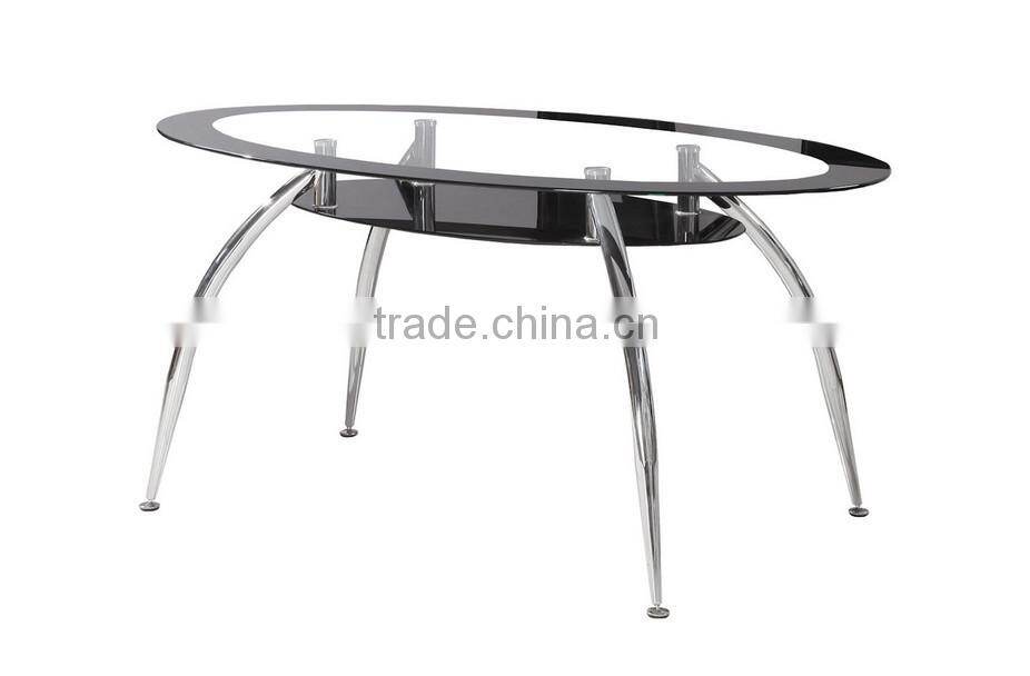 modern american furnitue tempered glass and chrome leg glass dining table