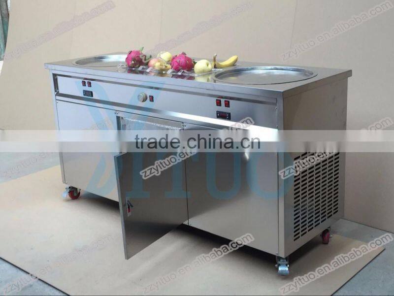 CE Approved Flat Double Pan Fried Ice Cream Machine