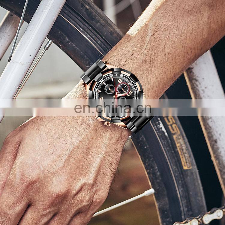 MINI FOCUS MF0198G Men's Quartz Watches Stainless Steel Chronograph Waterproof Luminous Man Clock