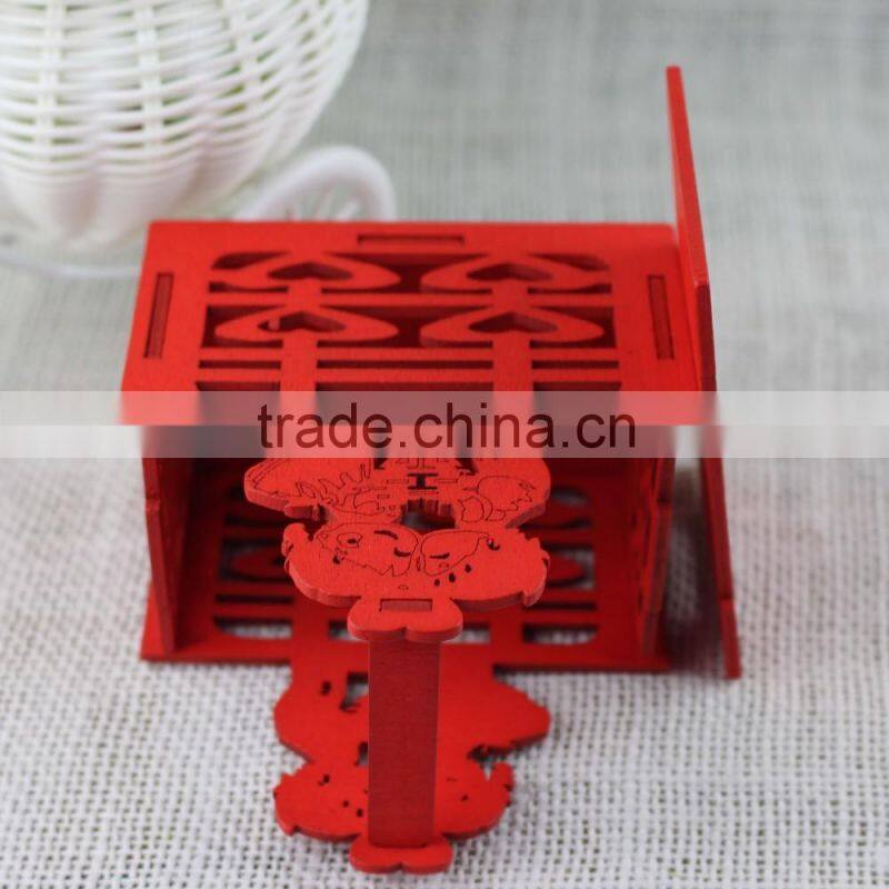 New 2016 Romantic Wedding China Red Laser wooden Decorative Candy Boxes