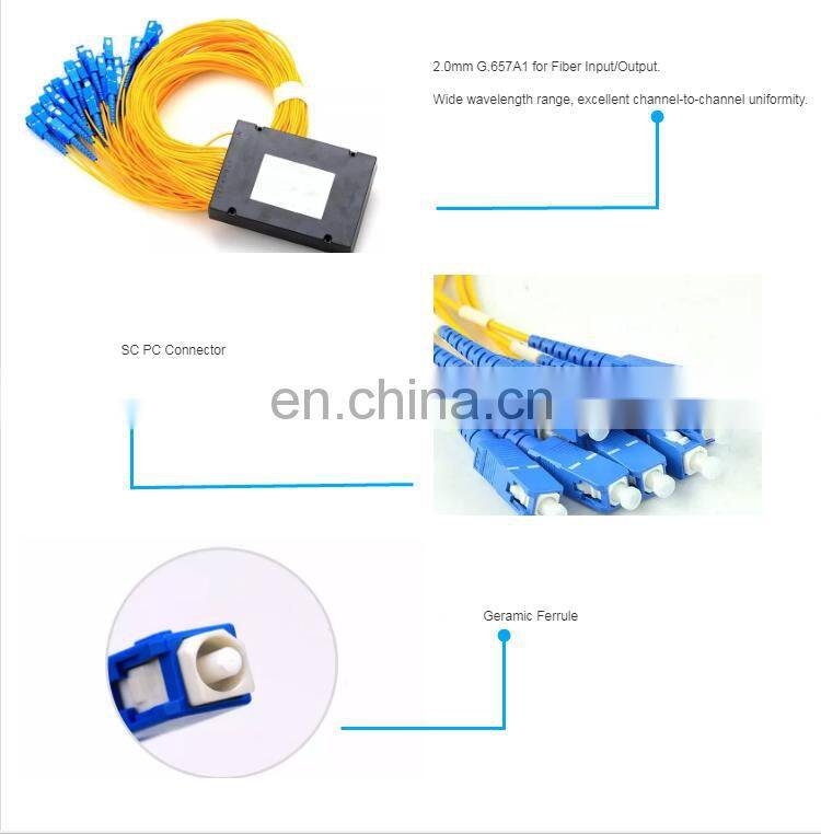 FTTH 1*8 SC UPC Fiber Optic equipment Single Mode ABS box Module Optical PLC Optic Splitter