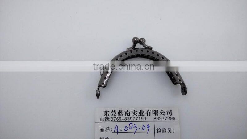 Rockin Beads Brand, 5 Metal Frames Snap Clasp Arch Pattern for Large Coin Style Purse Gunmetal Black Tone 6.3*3.5cm