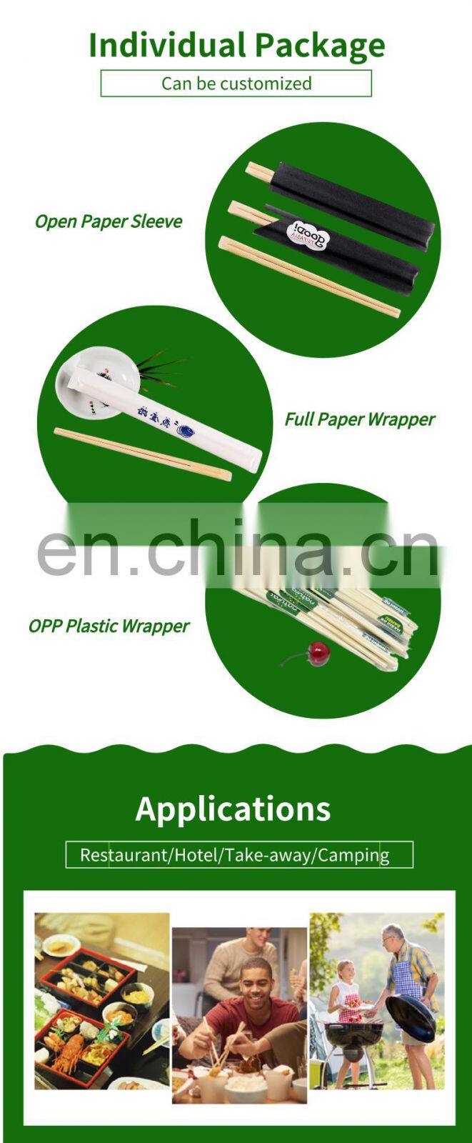Opened paper wrapped food grade bamboo carbonized chopsticks