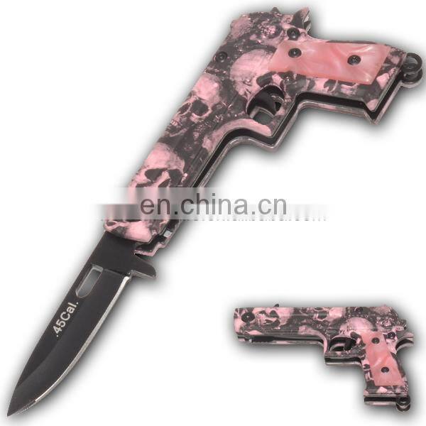 5.9 Inch Gun Shaped Aluminum Handle Mini Folding Camping Cheap Pocket knife