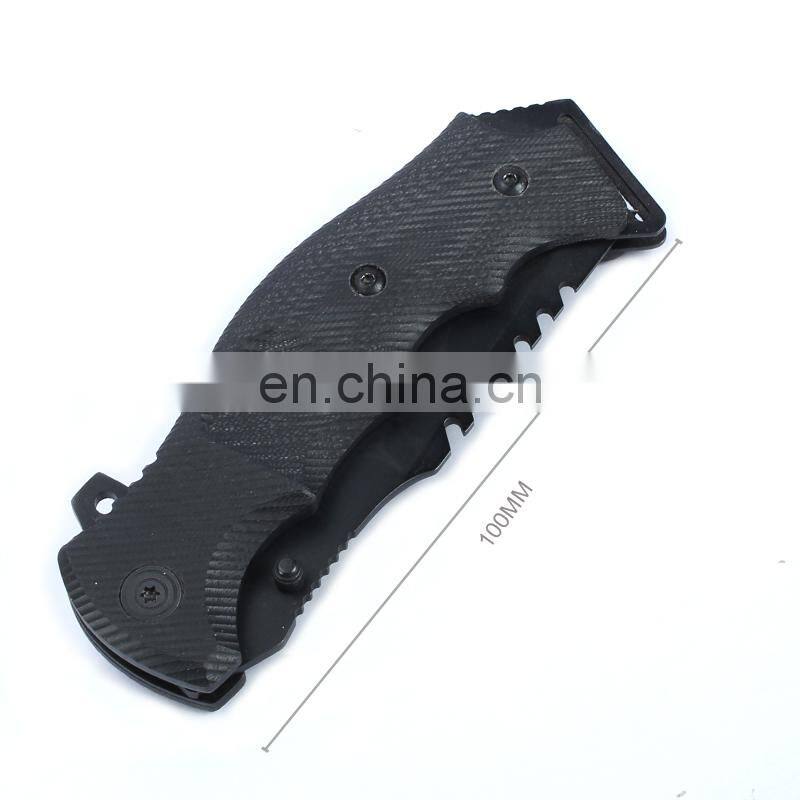 9.1Inch G10 handle with black oxide blade stainless steel survival knife folding Tactical knife