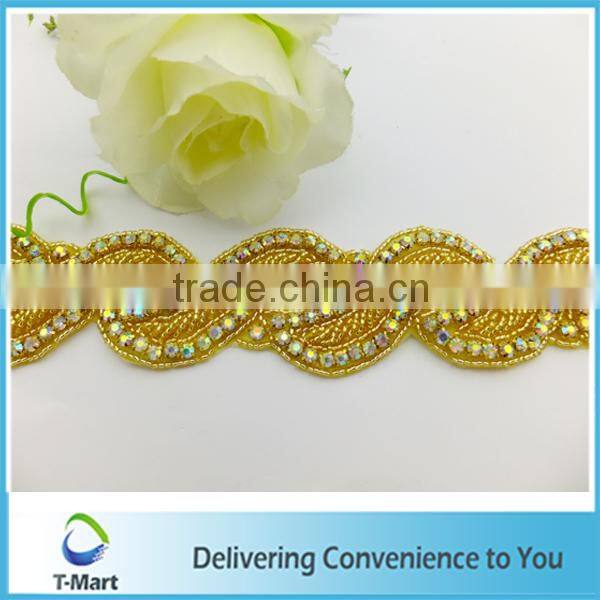 gold color wholesale iron on rhinestone applique