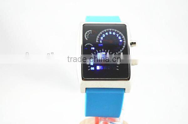 Hot sale gift led watches for ladies with silicone strap yellow / blue