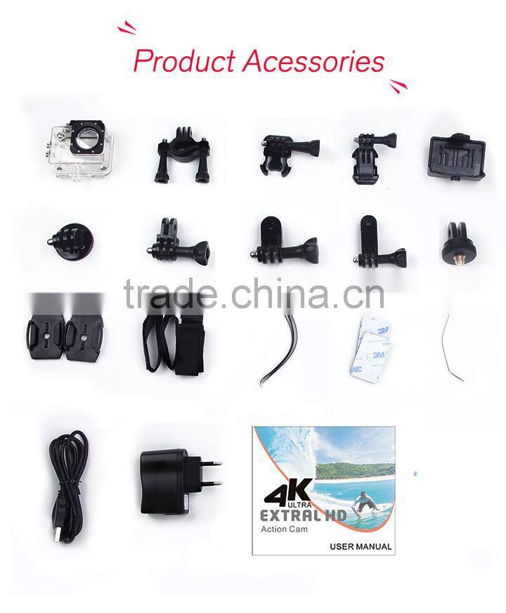 2015 New Arrival Top Quality Wifi Action Camera Full HD 1080p 60fps Waterproof Sports Camera