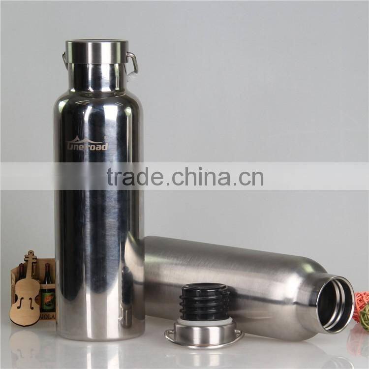 Hot selling 2016 summer Mlife double wall 750ml stainless steel water bottle sport bottle tumbler with Bamboo Lid & Handle