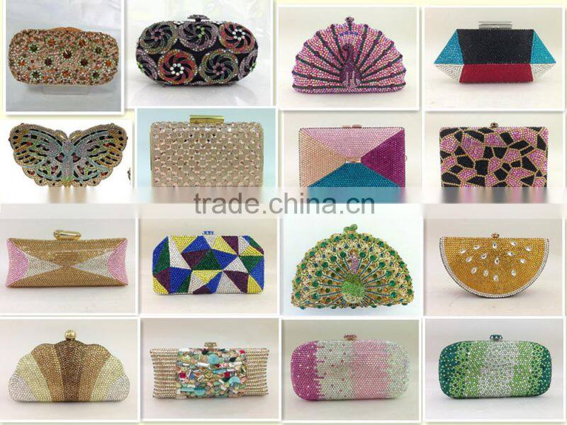 Luxury metal frame rhinestone women clutch diamond evening bags