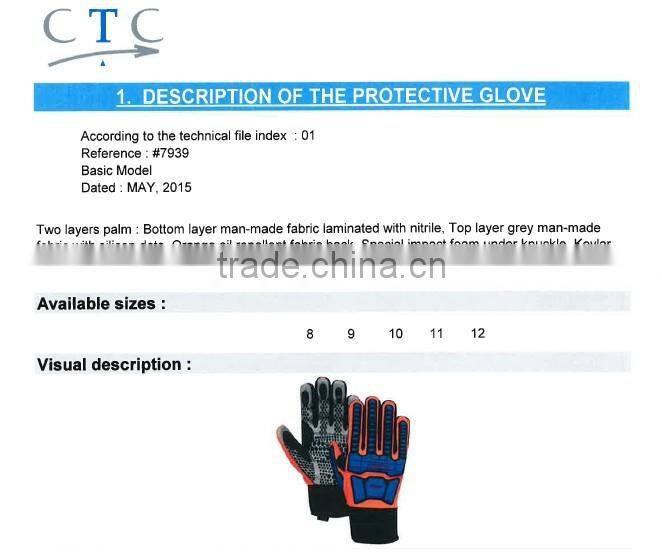 SAFETY Mechanic glove in synthetic Leather palm safety gloves for work glove EN388