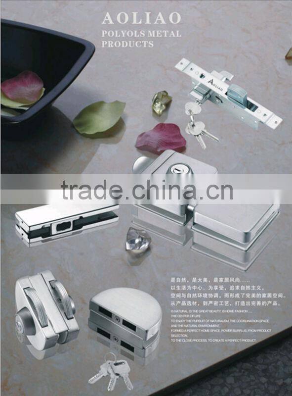High quality tempered frameless SS or polish finish glass door lock for double door in glass