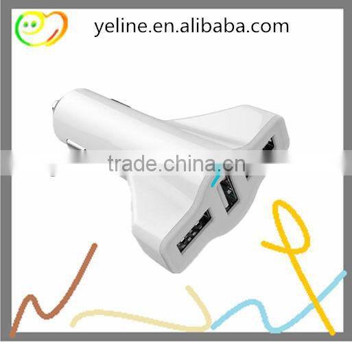 Creative plane shape 3 ports usb car charger with led light