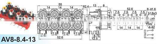 Universal female audio jack of digital ip converter