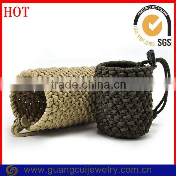Fashion parachute rope woven outdoor emergency survival bottle shrink wrap sleeves