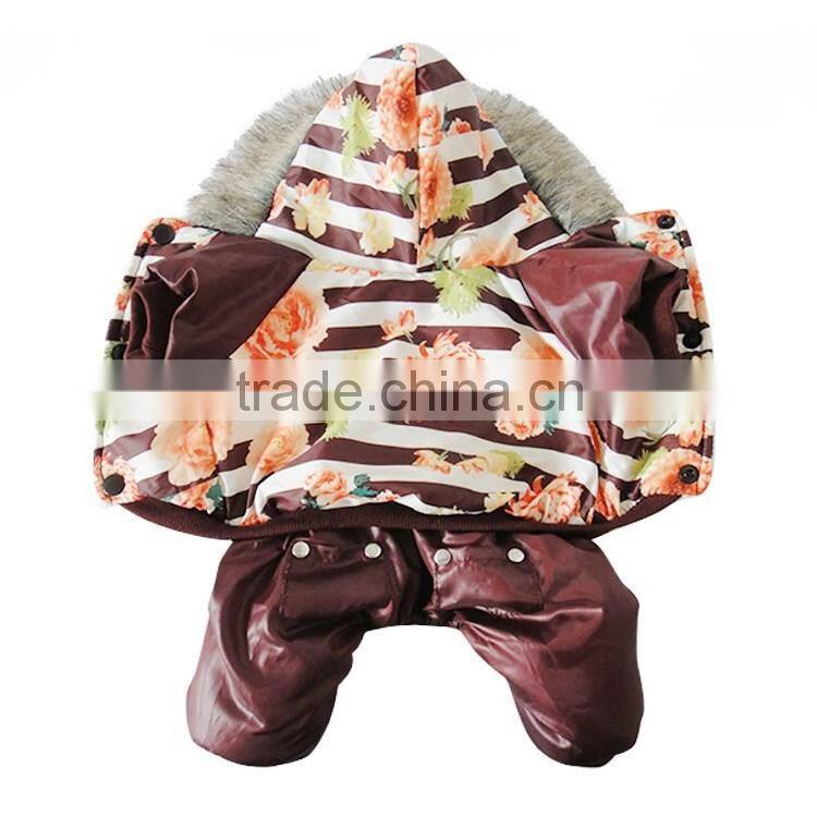 Luxury fur flower cotton coffee dog clothes