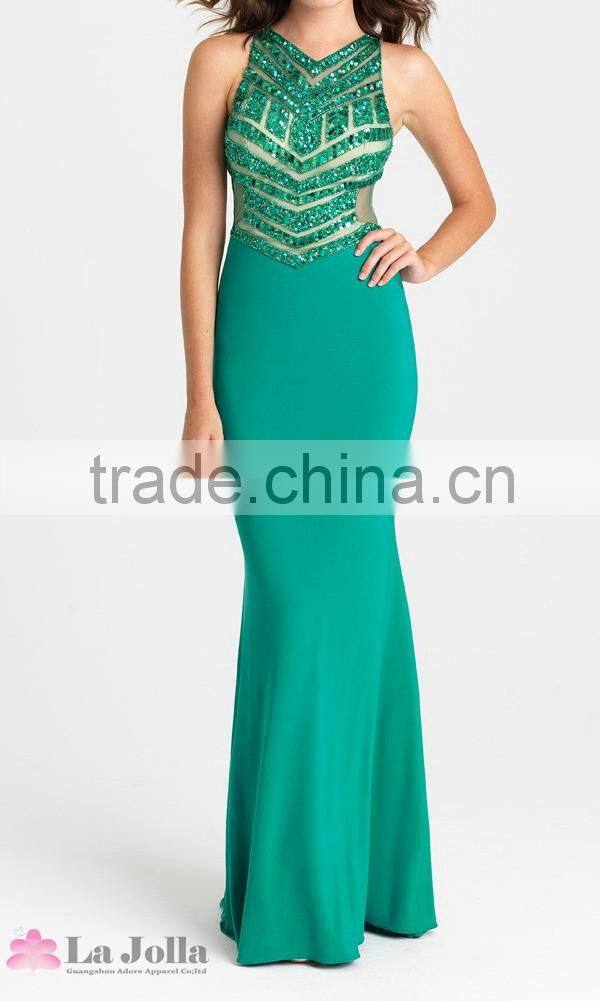 New style Embroidery Seqins Gorgeous crystal V neck women sexy formal dress