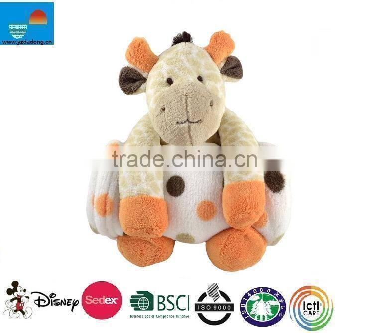 plush dog blanket set/animal blanket set/baby blanket with plush dog toy