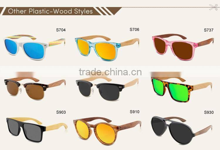 2016 FDA Wholesale Mirror Polarised Lens China Plastic Bamboo Sunglasses Custom Logo Wooden Sunglasses