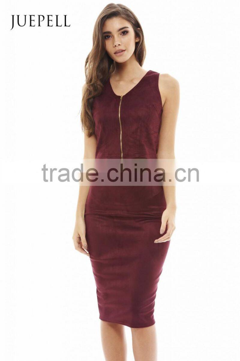 Suede midi women skirt