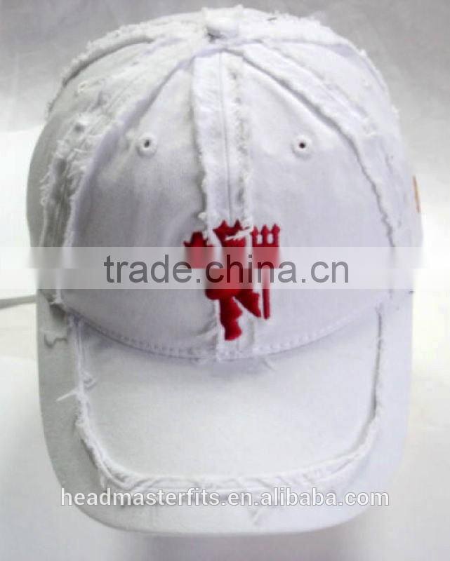 Unisex gender plain distressed baseball hat embroidered frayed baseball cap