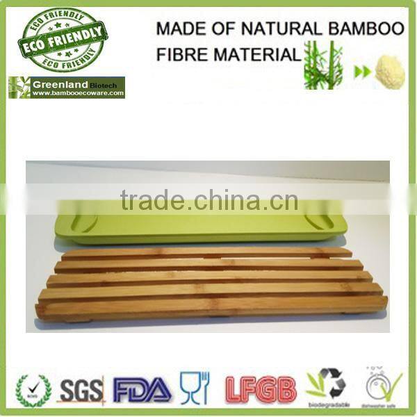 mother need cheap new bamboo fibre bio kitchenware tray /green tray with woodern holder